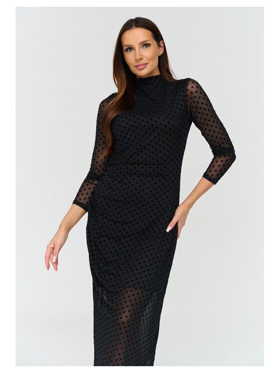 Makadamia Makadamia Sukienka codzienna C87 Czarny Fitted Fit