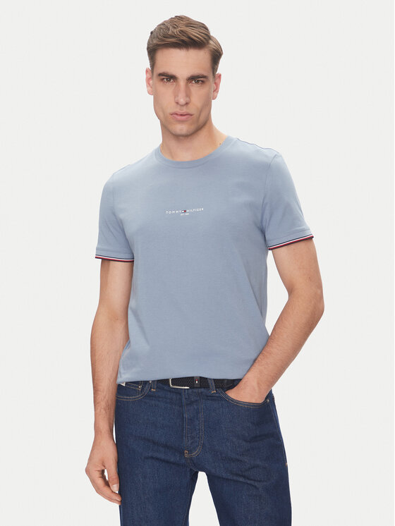 Tommy Hilfiger Tommy Hilfiger T-Shirt Logo MW0MW32584 Błękitny Regular Fit
