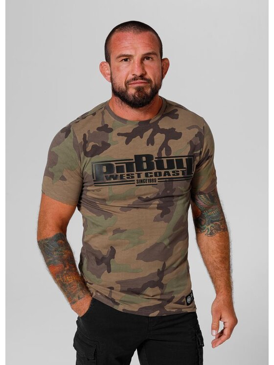 PITBULL Męski PITBULL T-Shirt, rozmiar XL Zielony, Koszulka Slim Fit Classic Boxing L