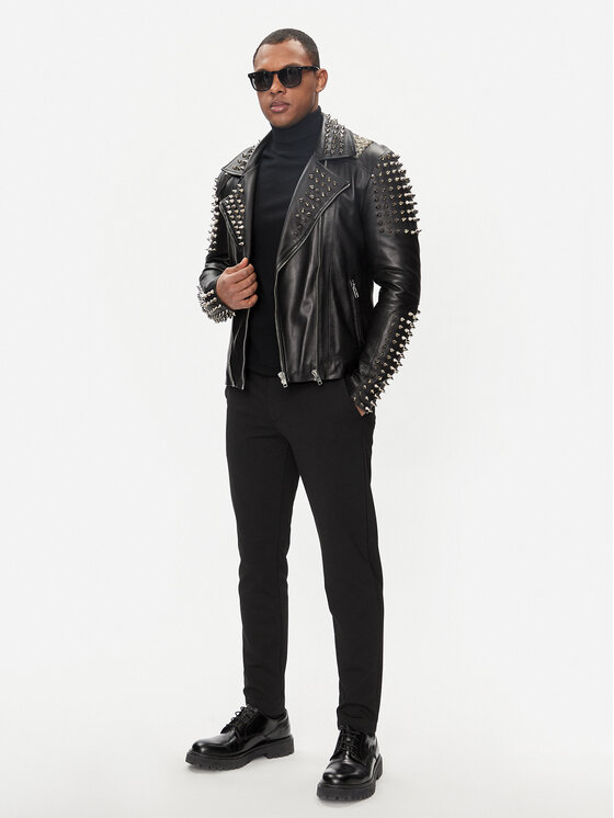 Serge Pariente Serge Pariente Odinė striukė Studer Juoda Slim Fit