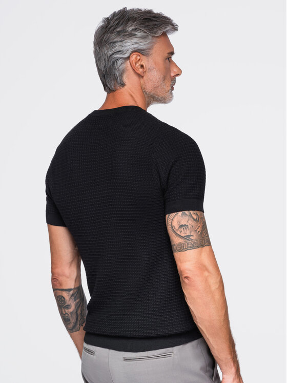 Ombre Ombre T-Shirt OM-TSCT-0303 Czarny Slim Fit