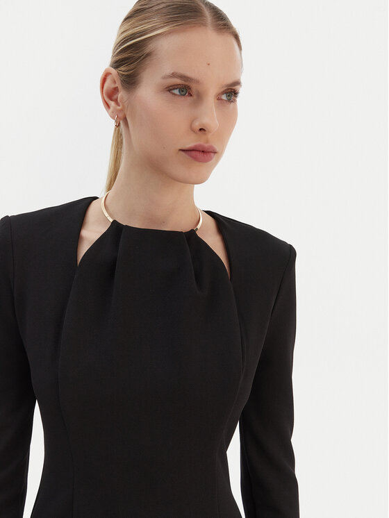 Rinascimento Rinascimento Koktejlové šaty CFC0126529003 Čierna Slim Fit