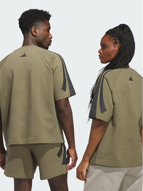 adidas adidas Bluza techniczna Basketball Zielony Loose Fit