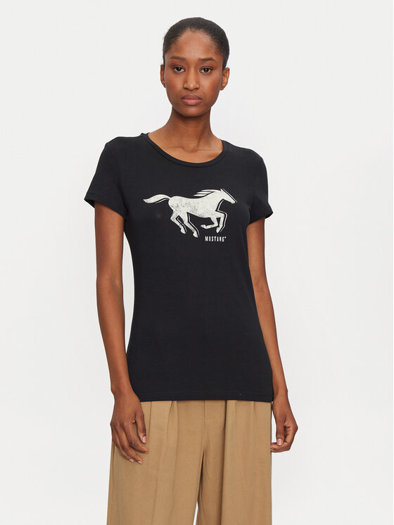 Mustang Tričko Loa 1015450 Čierna Slim Fit