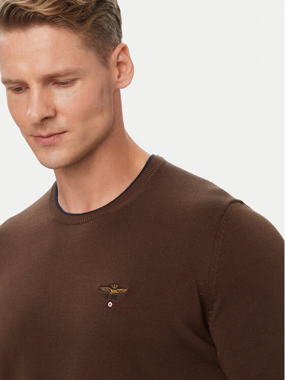 Aeronautica Militare Aeronautica Militare Kampsun 262MA1631UL00506 Pruun Regular Fit