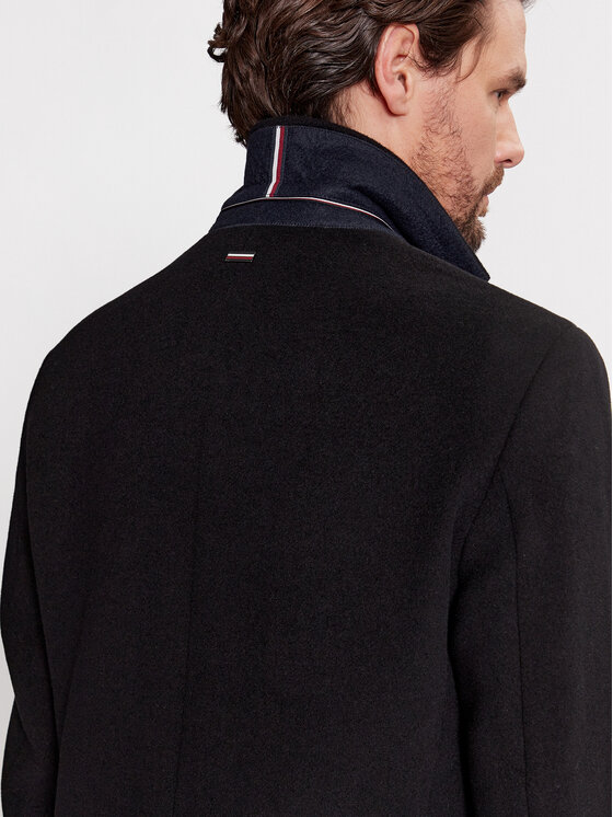 Tommy Hilfiger Wollmantel MW0MW32963 Schwarz Regular Fit | Modivo.de