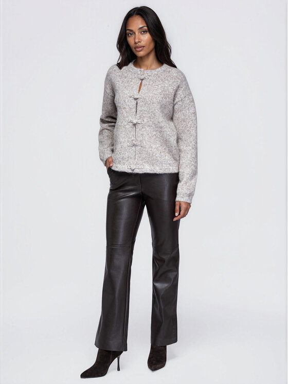 Ombre Ombre Kardigan OW-SW-E0061 Beżowy Relaxed Fit