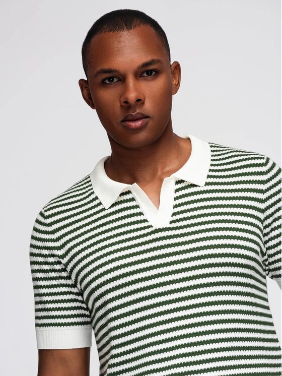 Ombre Ombre Polo OM-POSS-0161 Zielony Slim Fit