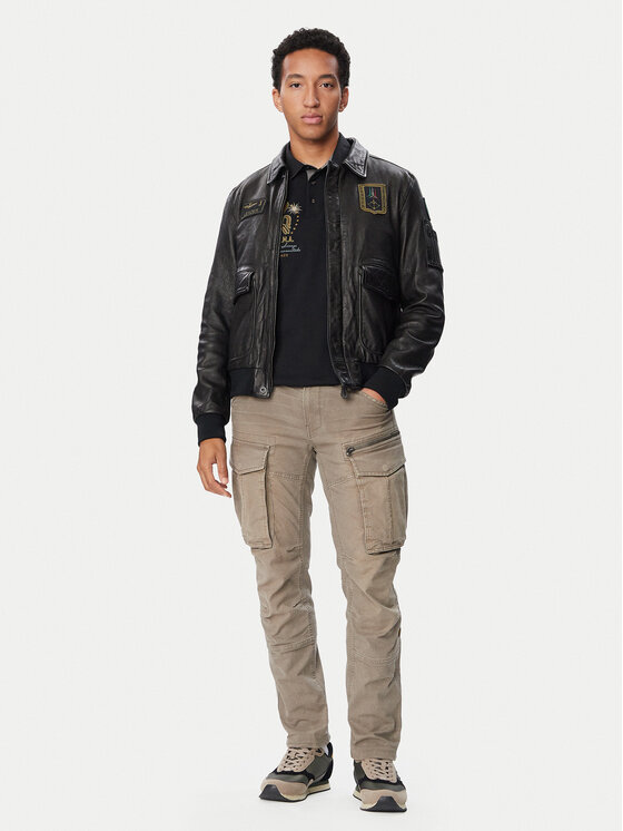 Aeronautica Militare Aeronautica Militare Μπουφάν δερμάτινο 262PN0895U100839 Μαύρο Regular Fit