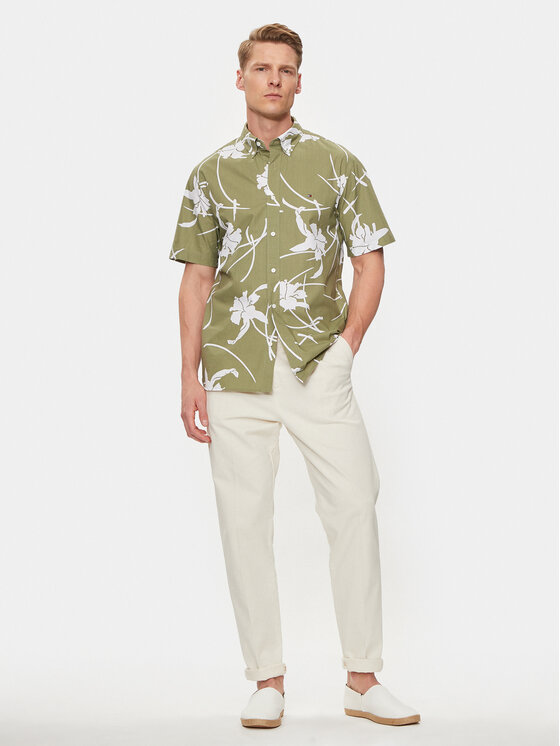 Tommy Hilfiger Tommy Hilfiger Koszula Tropical MW0MW34587 Zielony Regular Fit