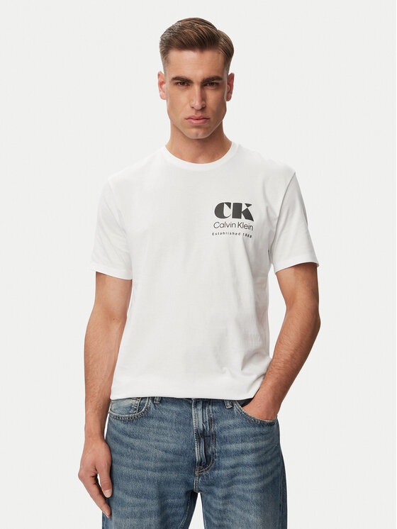 Calvin Klein Jeans Tricou Resort Graphic LV04RG802G Alb Regular Fit