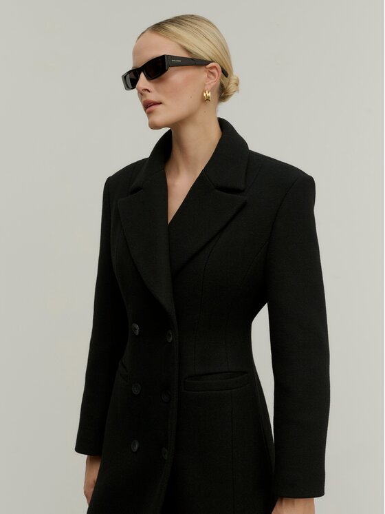 La Mania La Mania Cappotto CONTOUR Nero Classic Fit