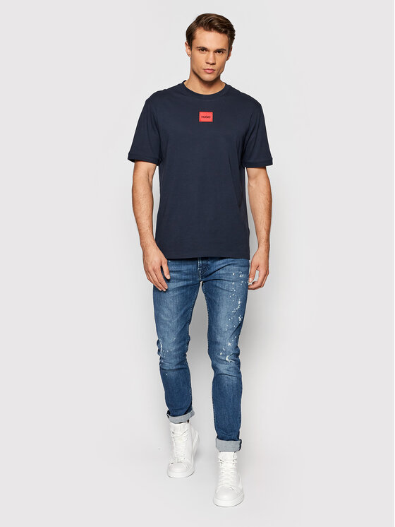 HUGO Hugo Tričko Diragolino212 50447978 Tmavomodrá Regular Fit