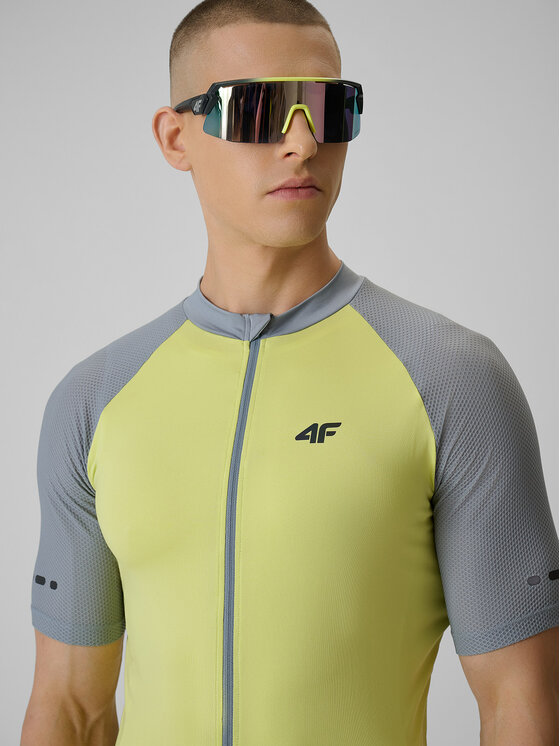 4F 4F Koszulka rowerowa GET LOST FEEL FOUND Żółty jasny Slim Fit