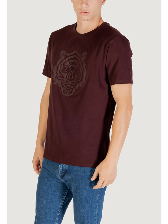 Antony Morato Antony Morato T-shirt STUTTGART REGULAR FIT WITH PRISM SHAPE RUBBER TIGER PRINT Bordeaux Regular Fit