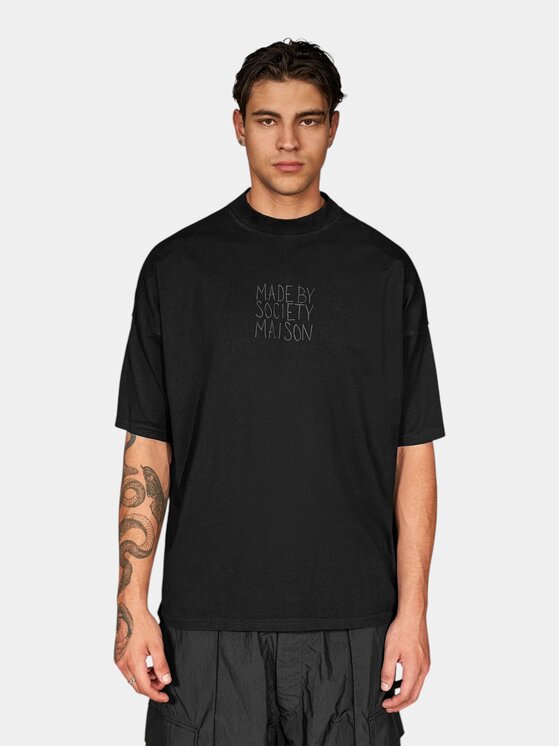 MADE BY SOCIETY MADE BY SOCIETY T-Shirt Off Record - T17654 Czarny Basic Fit