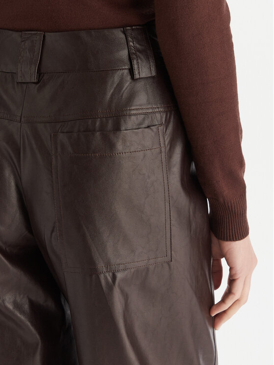 ACCESS FASHION ACCESS FASHION Spodnie z imitacji skóry 54-5132-188 Brązowy Regular Fit