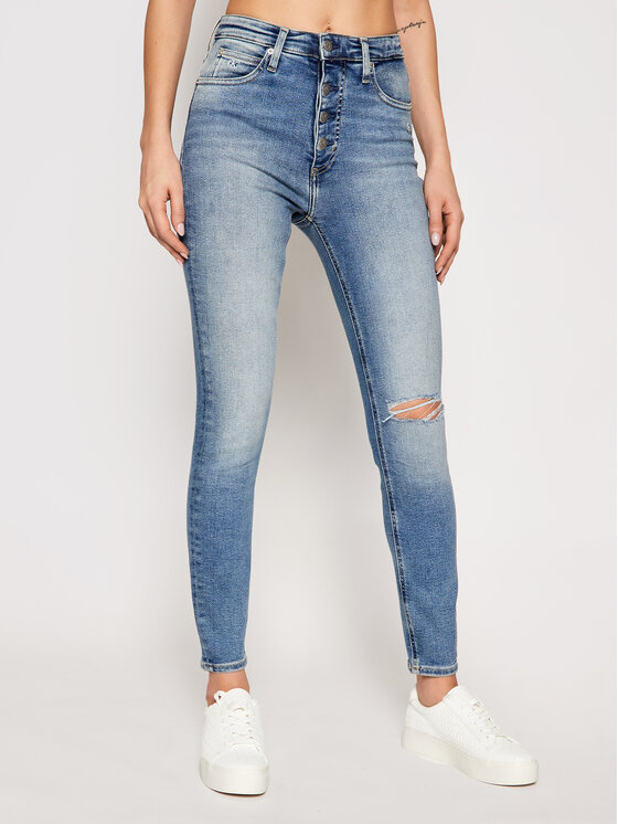 Calvin Klein Jeans Jeansy J20J215884 Niebieski Super Skinny Fit