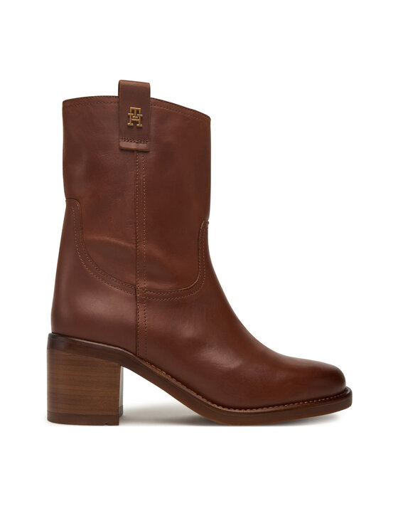 Tommy Hilfiger Tommy Hilfiger Botine Riding Lthr Mid Boot Block Heel FW0FW08776 Maro