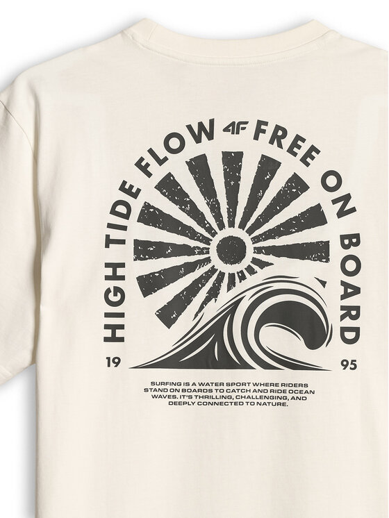 4F 4F T-Shirt CATCH THE WAVE Biały Relaxed Fit