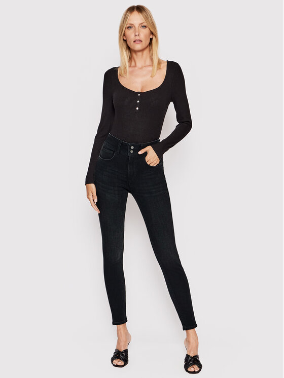 Guess Guess Majica W2YP46 KBCO2 Crna Slim Fit