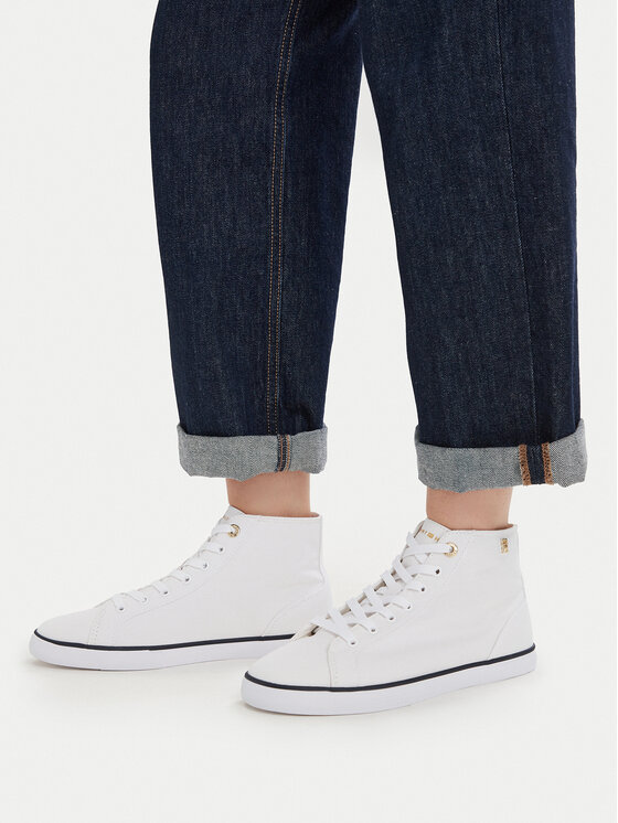 Tommy Hilfiger Tommy Hilfiger Teniși Th Chic Low Profile Mid Cut FW0FW09356 Alb