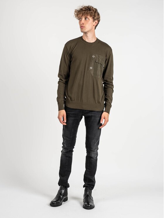 Les Hommes Les Hommes Sweter LKK102-606A | Classic Fit Jumper Khaki Regular Fit