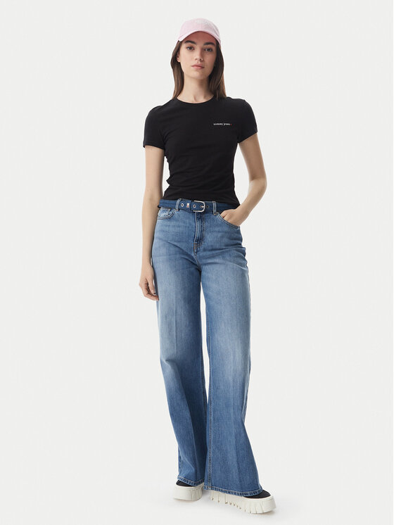 Tommy Jeans Tommy Jeans Marškinėliai Ess Logo DW0DW23479 Juoda Slim Fit