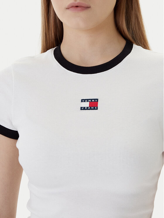Tommy Jeans Tommy Jeans Tričko Badge DW0DW22575 Écru Slim Fit