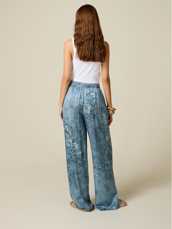 Oltre Oltre Pantaloni di tessuto P033J002692N0R4 Turchese Baggy Fit