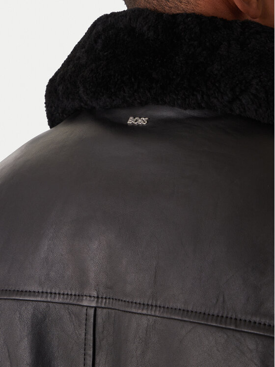 BOSS BOSS Шкіряна куртка H-Mupablo 50540917 Чорний Regular Fit