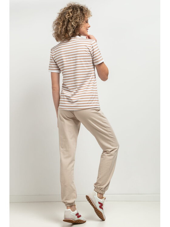 Tessita Tessita Bluzka T394 Beżowy Slim Fit