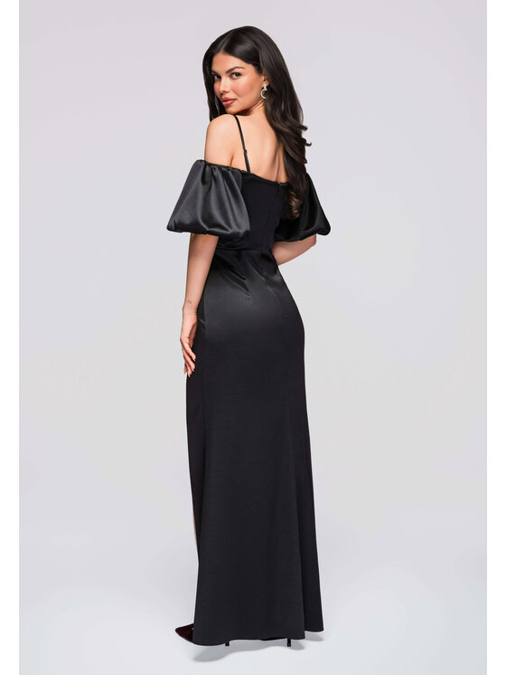 Ombre Ombre Sukienka wieczorowa LA-OM-DLR270 Czarny Regular Fit