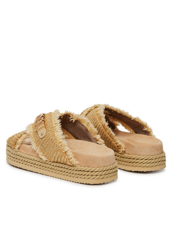 Mou Mou Pantoletten Criss-cross MU.SW451009K Beige
