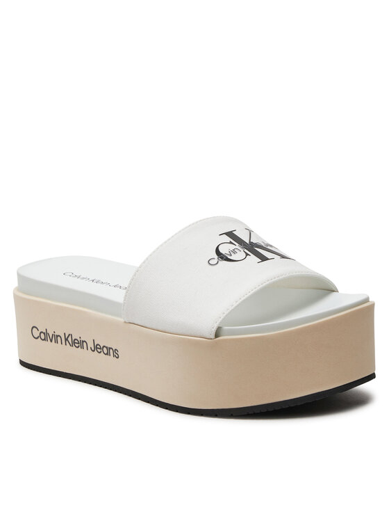 Calvin Klein Jeans Calvin Klein Jeans Nazouváky Flatform Sandal Met YW0YW01036 Écru