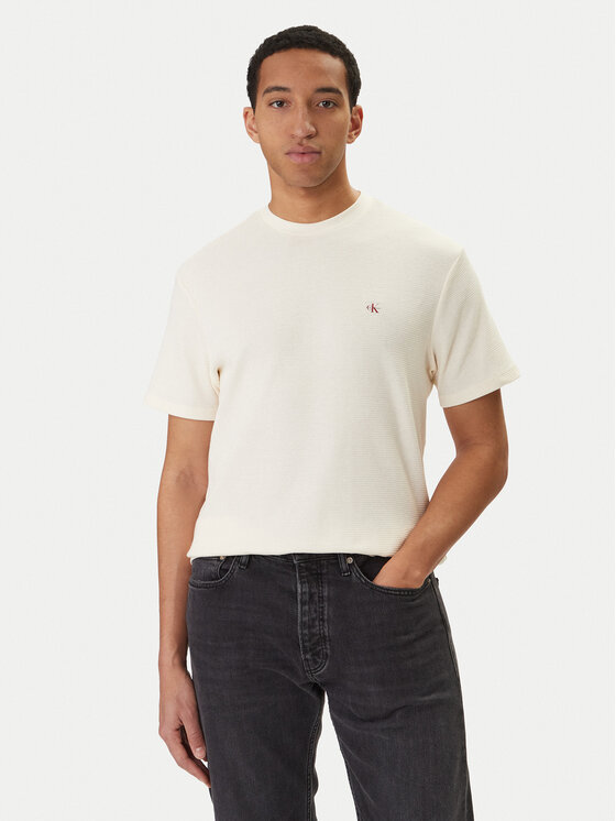 Calvin Klein Jeans Calvin Klein Jeans Majica Waffle Badge LV04RD008G Bež Regular Fit