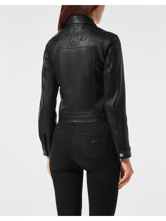 PHILIPP PLEIN PHILIPP PLEIN Kožená bunda 27267 Černá Regular Fit