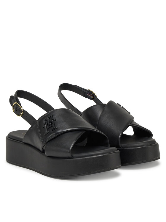 Tommy Hilfiger Tommy Hilfiger Σανδάλια Th Logo Hw Padded Leather Sandal FW0FW08808 Μαύρο