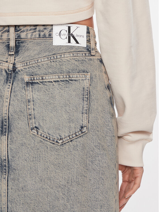 Blau Fit Maxi Slim Split Jeans Denim Klein Jeansrock J20J222869 Calvin Front Skirt