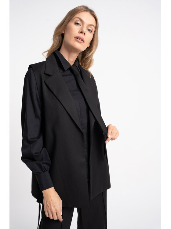 CLICK CLICK Kamizelka 71-0106 Czarny Relaxed Fit