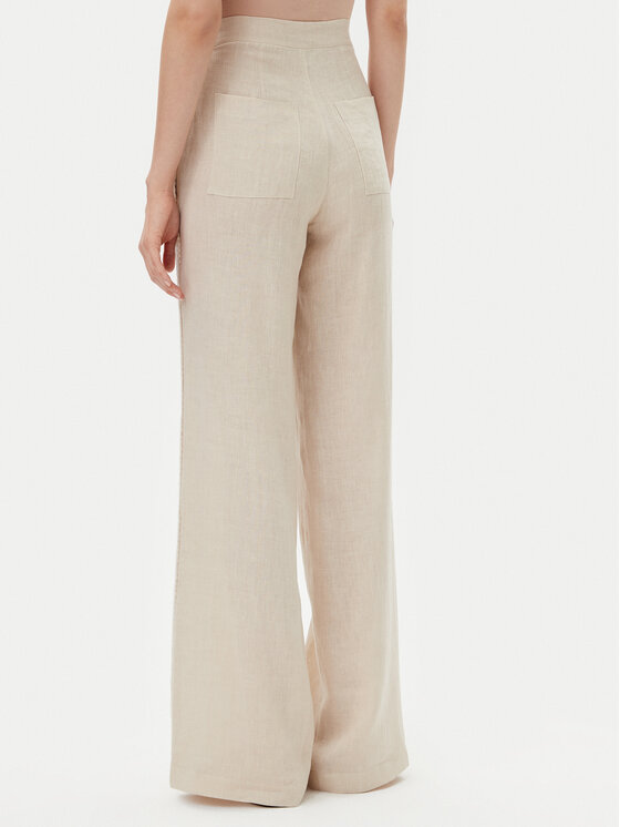 ICONA ICONA Kalhoty z materiálu RP5LE005 Béžová Relaxed Fit