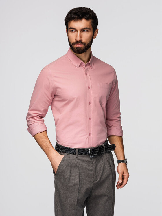 Ombre Ombre Koszula K700 Różowy Regular Fit