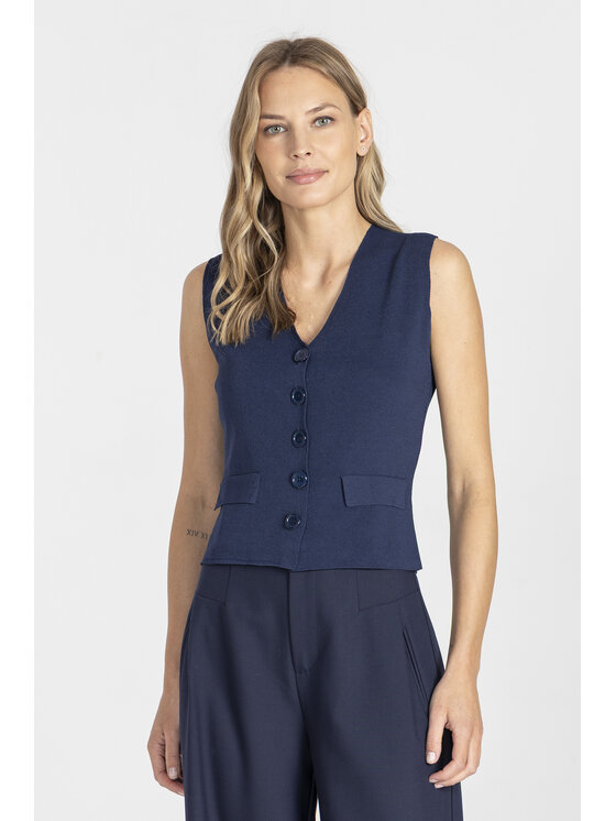 Deni Cler Milano Deni Cler Milano Kamizelka T-DC-401D-E5-20-58-1 Granatowy Slim Fit