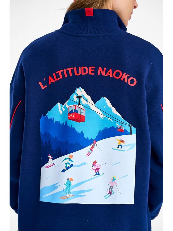 NAOKO NAOKO Bluza High Altitude Granatowy Oversize