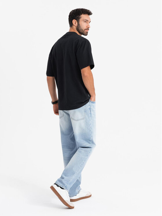 Ombre Ombre T-Shirt OM-TSBC-0234 Czarny Loose Fit