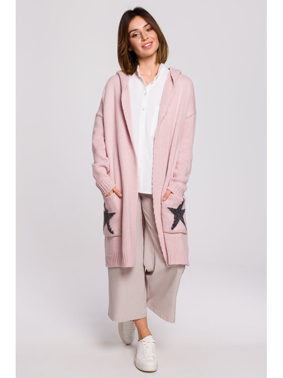 BeWear BeWear Kardigan bk063 Różowy Baggy Fit