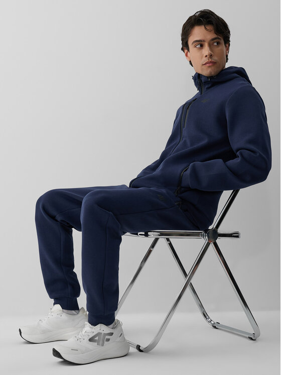 4F 4F Bluza PIT STOP Granatowy Regular Fit