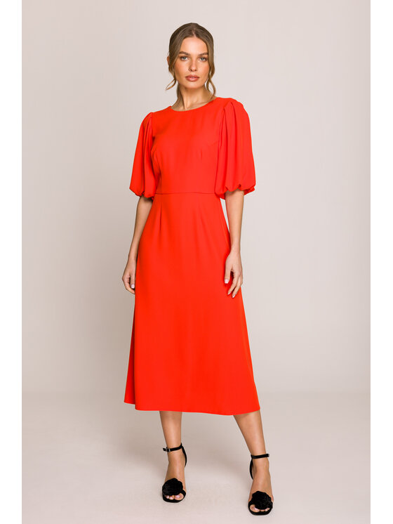 Stylove Večerné šaty S399 Oranžová Premium Fit