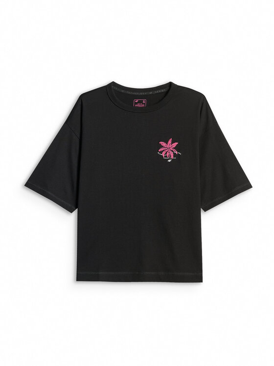 4F 4F T-Shirt BEACHWEAR Czarny Boxy Fit