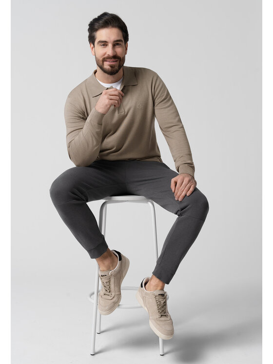 Volcano Volcano Sweter S-MARIO Beżowy Regular Fit